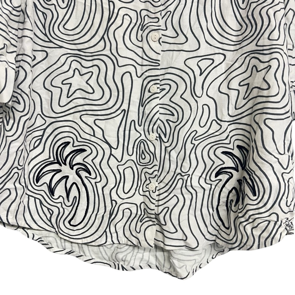 New It’s Now Cool Abstract Palm Tree Star Print Button Front Swim Coverup - Picture 3 of 6